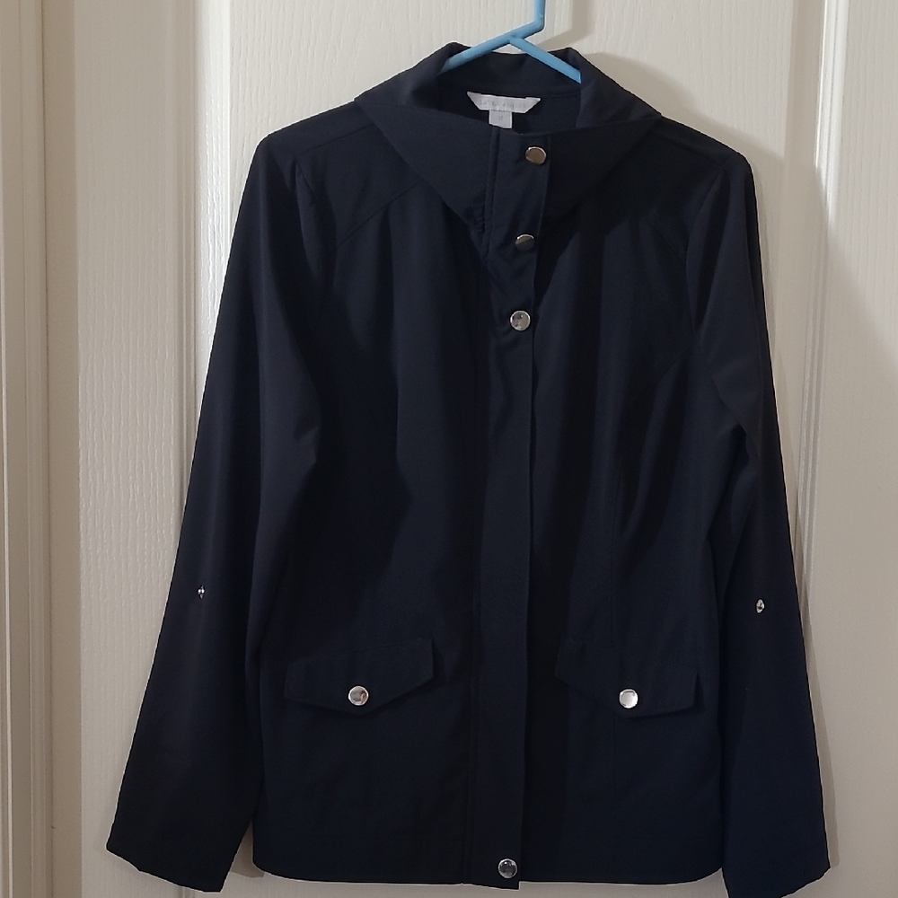 LAURA ASHLEY Black Utility Jacket M Classic Design